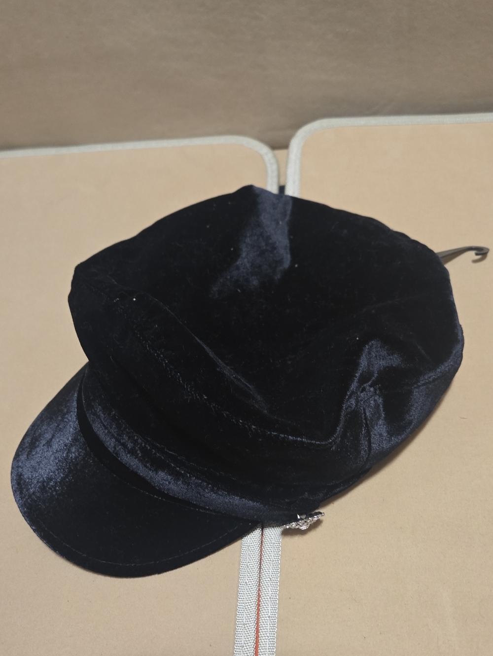 Cato Black Velvet Baker Boy Cap